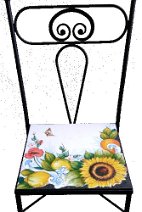 Sedia con seduta in pietra lavica quadrata esempio di sedia in ferro con base in pietra