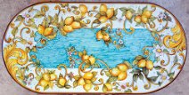 Art: RC-002 Tavolo in pietra lavica ovale con limoni e centro azzurro