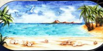 Art: TROF-105 Tavolo in pietra lavica ovale con decoro figurativo