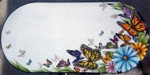 Art: TROFF-001F Tavolo in pietra lavica ovale con fantasia di Farfalle
