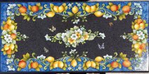 Art: TRFF-101 Tavolo in pietra lavica rettangolare con fantasia di limoni, arance, zagara, margheritine, farfalle e con la parte centrale intagliata a rilievo