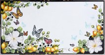 Art: TRLP-001 Tavolo in pietra lavica rettangolare con limoni, fiori di cappero, capperi, farfalle e bordi intagliati a rilievo
