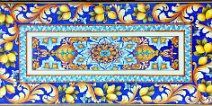 Art: MTR-001 Tavolo in pietra lavica con fantasia di limoni, figlie d'acanto e centro barocco geometrico